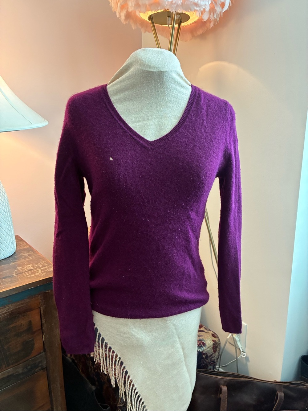 Cashmere Luxury Plum V-Neck Sweater